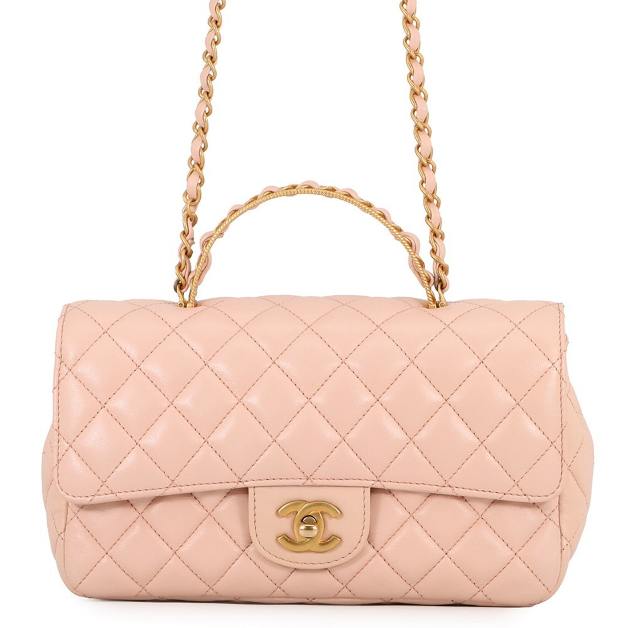 Chanel Light Pink Leather Handbag Shoulder Bag