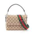Gucci Beige Brown Gg Canvas Leather Handbag (Pre-Owned)