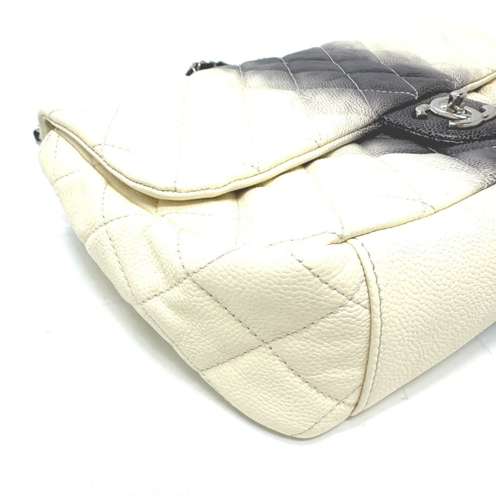 Chanel White Grained Calfskin Shoulder Bag