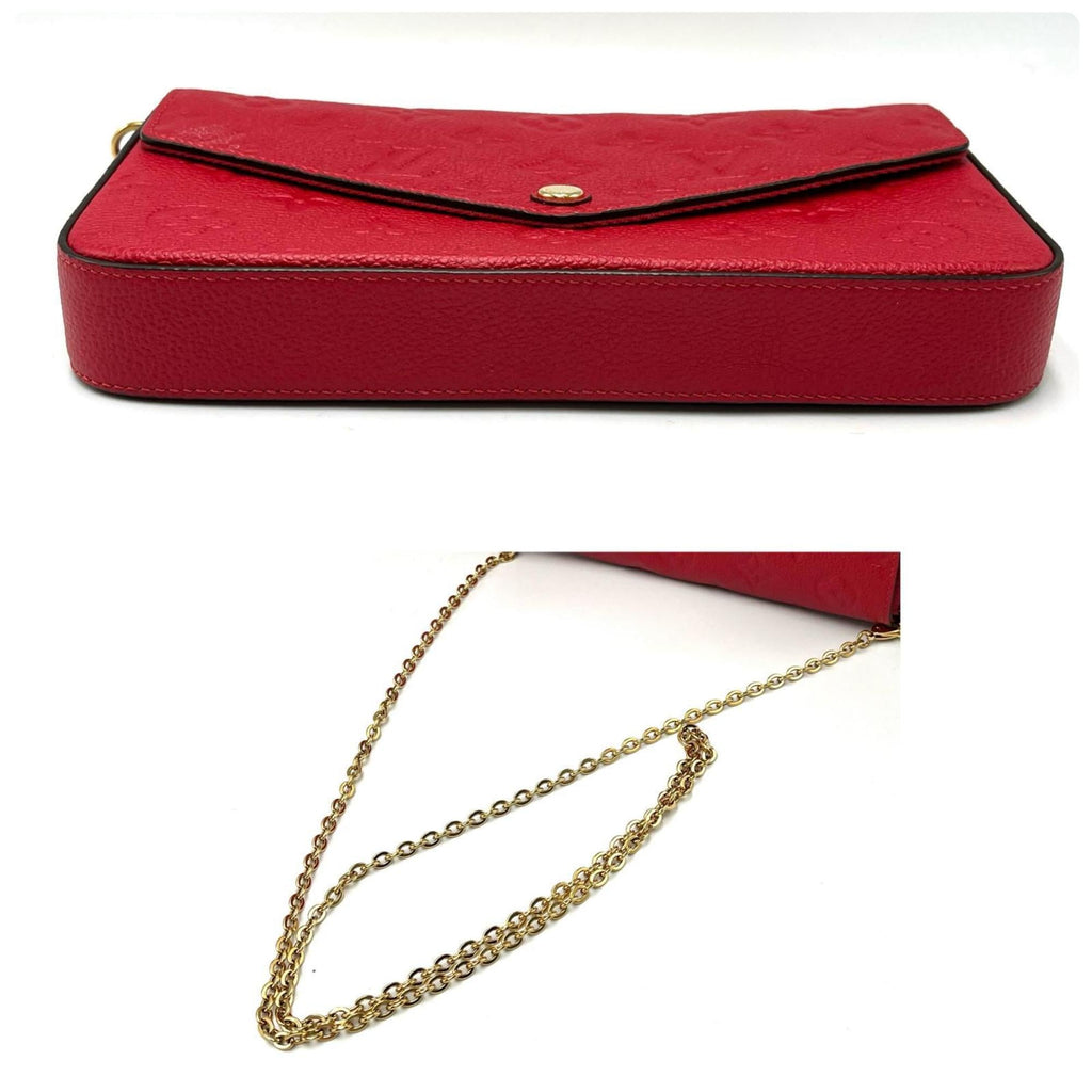Louis Vuitton Red Color Monogram Empreinte Pochette Shoulder Bag