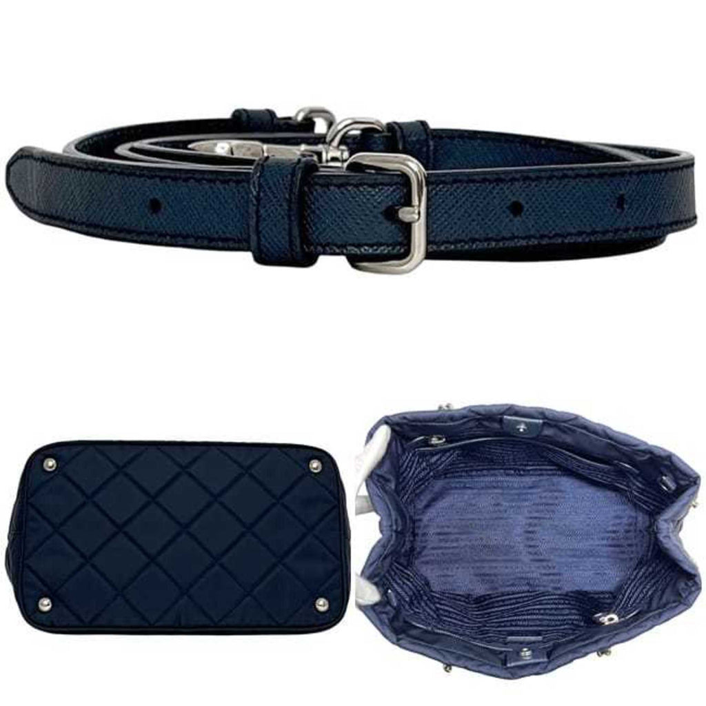 Prada Navy Nylon Saffiano Triangle Shoulder Bag Tote Bag