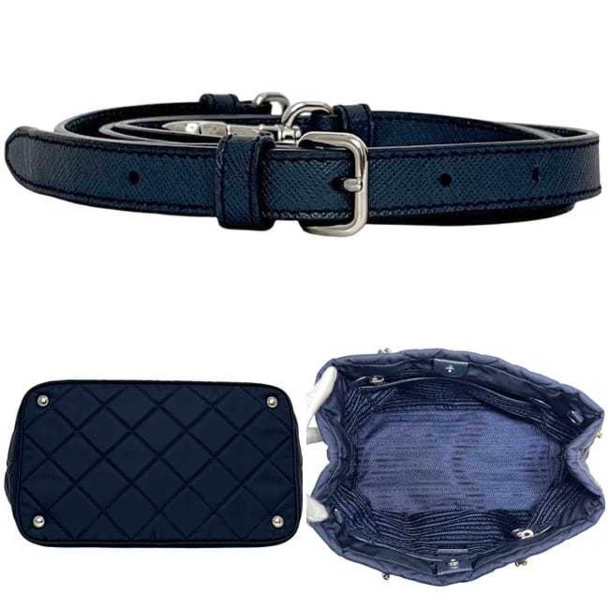 Prada Navy Nylon Saffiano Triangle Shoulder Bag Tote Bag