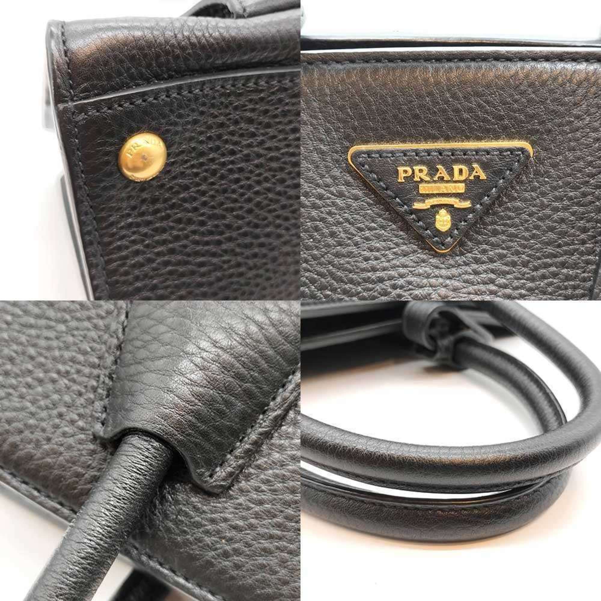 Prada Black Leather Handbag Shoulder Bag