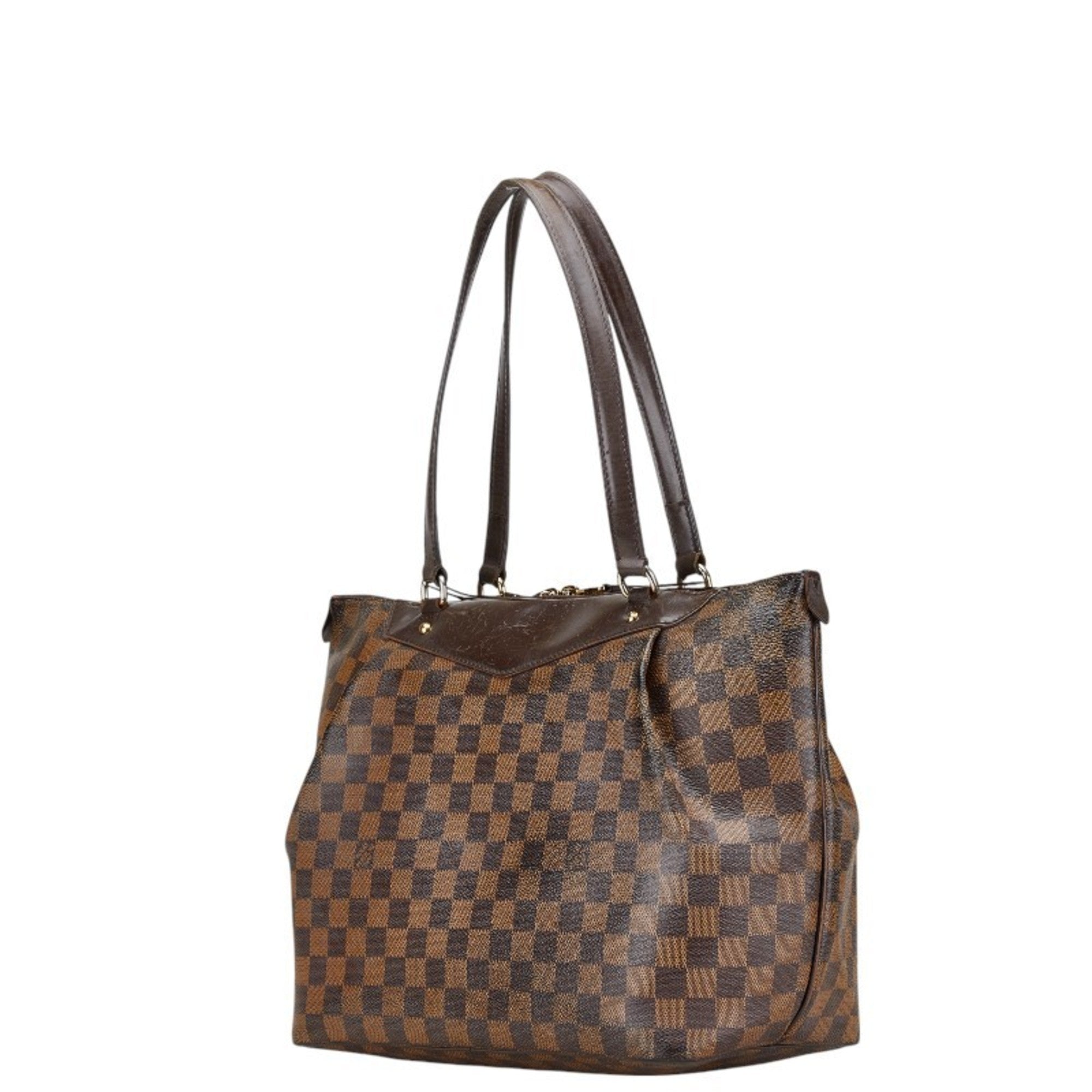 Louis Vuitton Brown Damier Canvas Pvc Leather Shoulder Bag Tote Bag