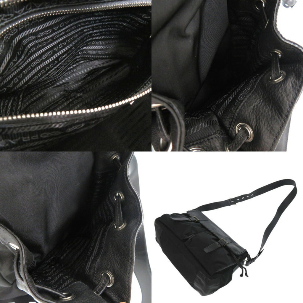 Prada Nero Leather Nylon Messenger Bag Shoulder Bag