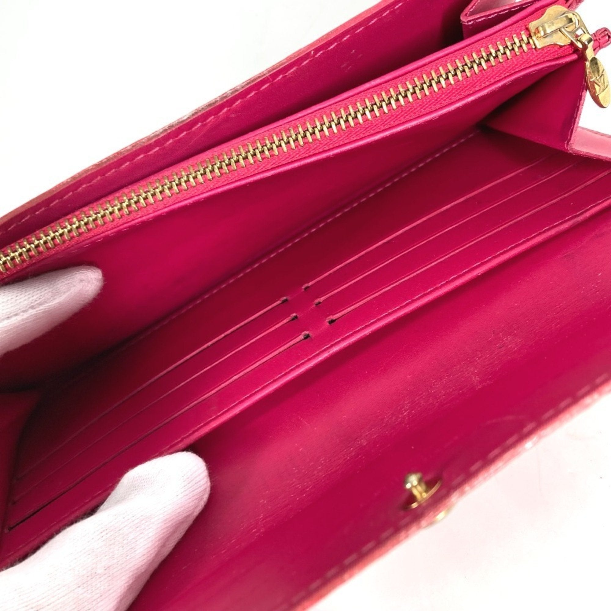 Louis Vuitton Galle Pink Rose Pop Monogram Vernis Long Wallet