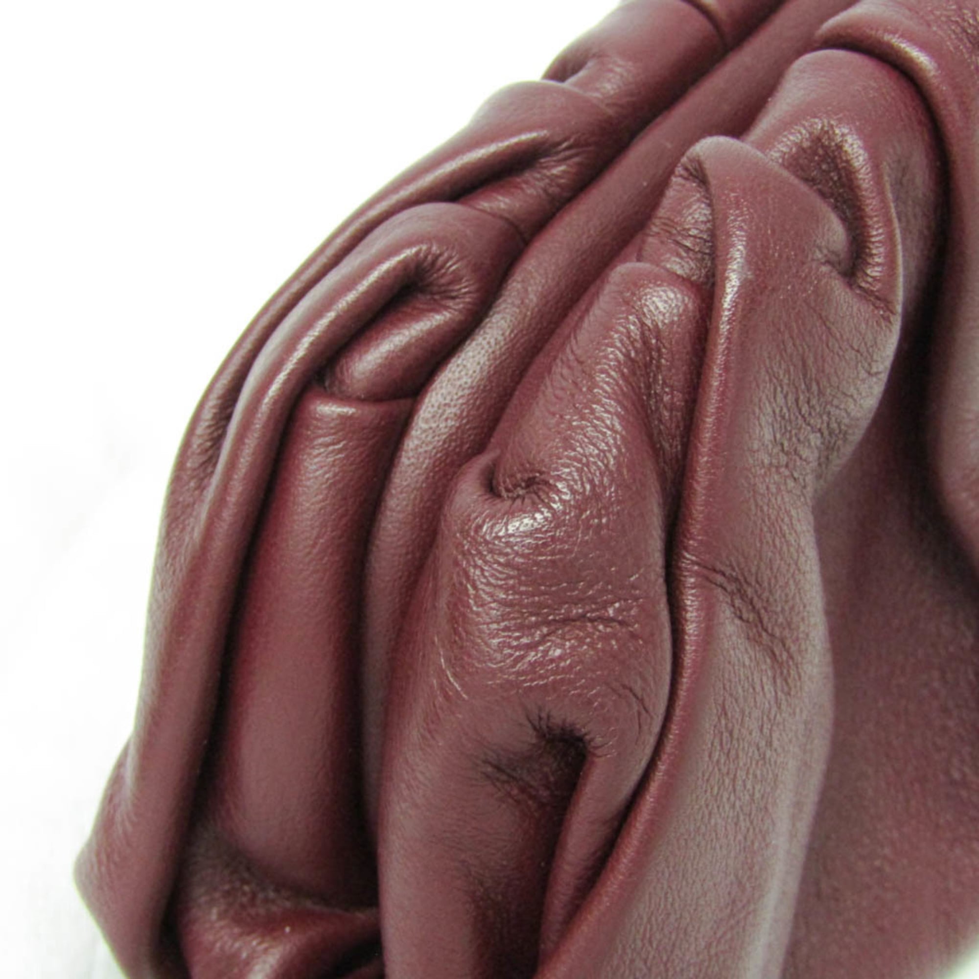 Bottega Veneta The Pouch Leather Burgundy Leather Clutche & Pouche Bag