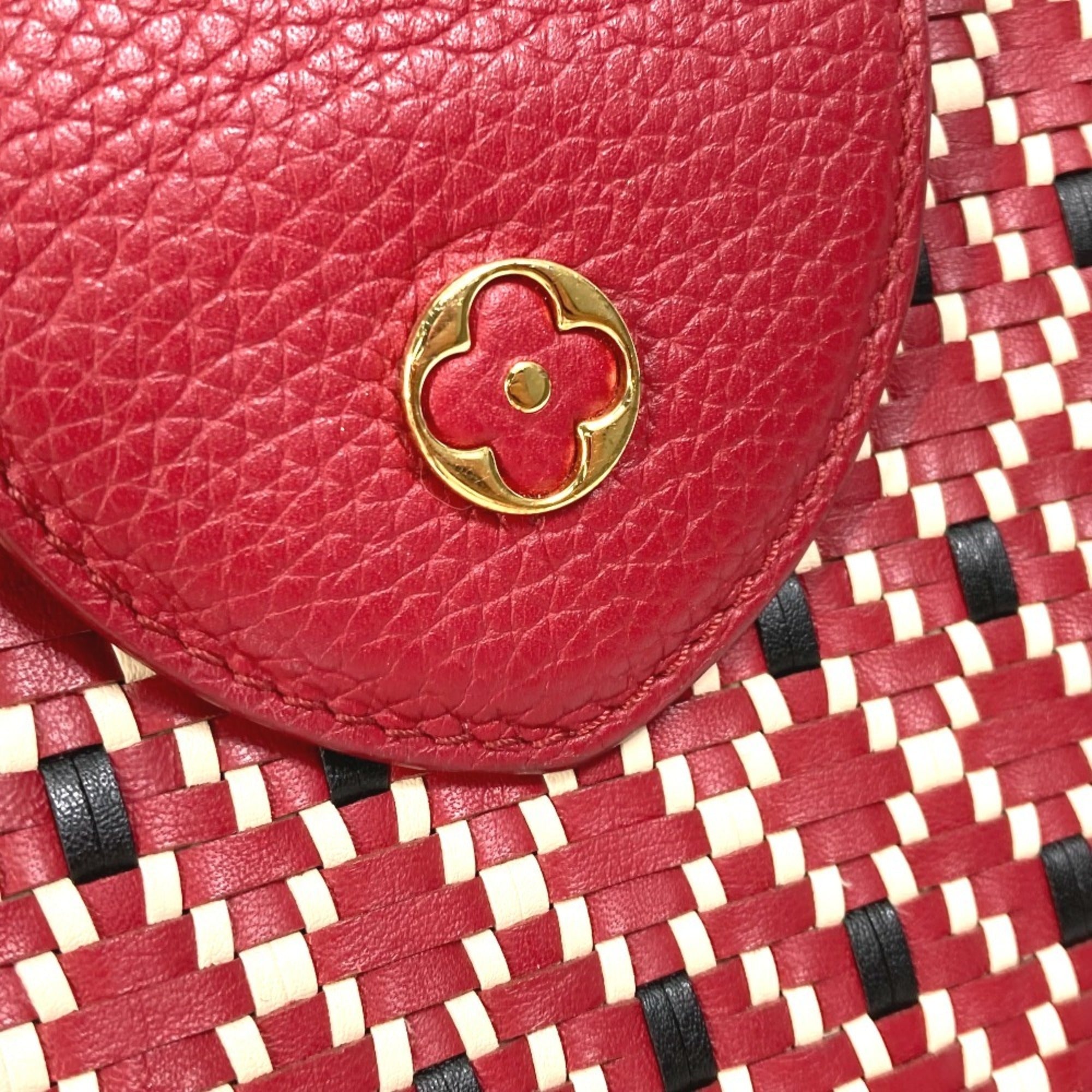 Louis Vuitton Black Red Color Leather Handbag