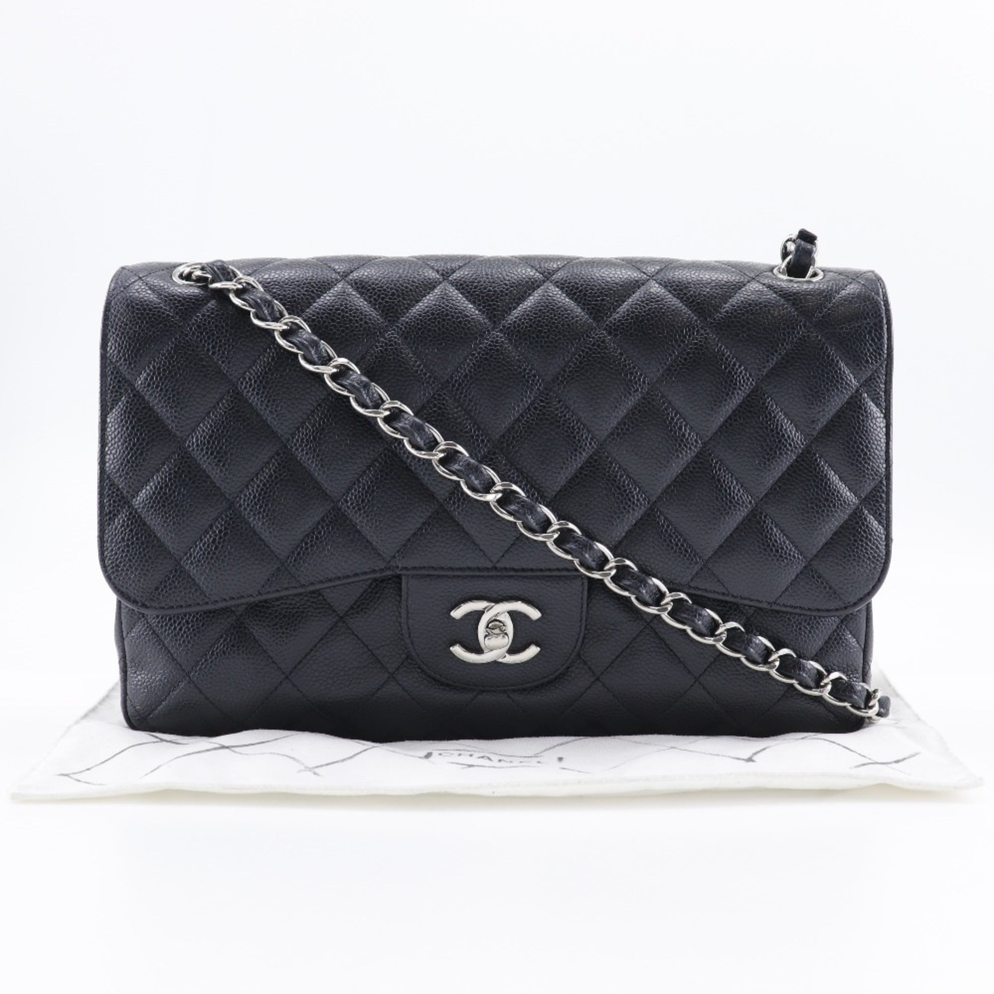 Chanel Black Caviar Leather Shoulder Bag