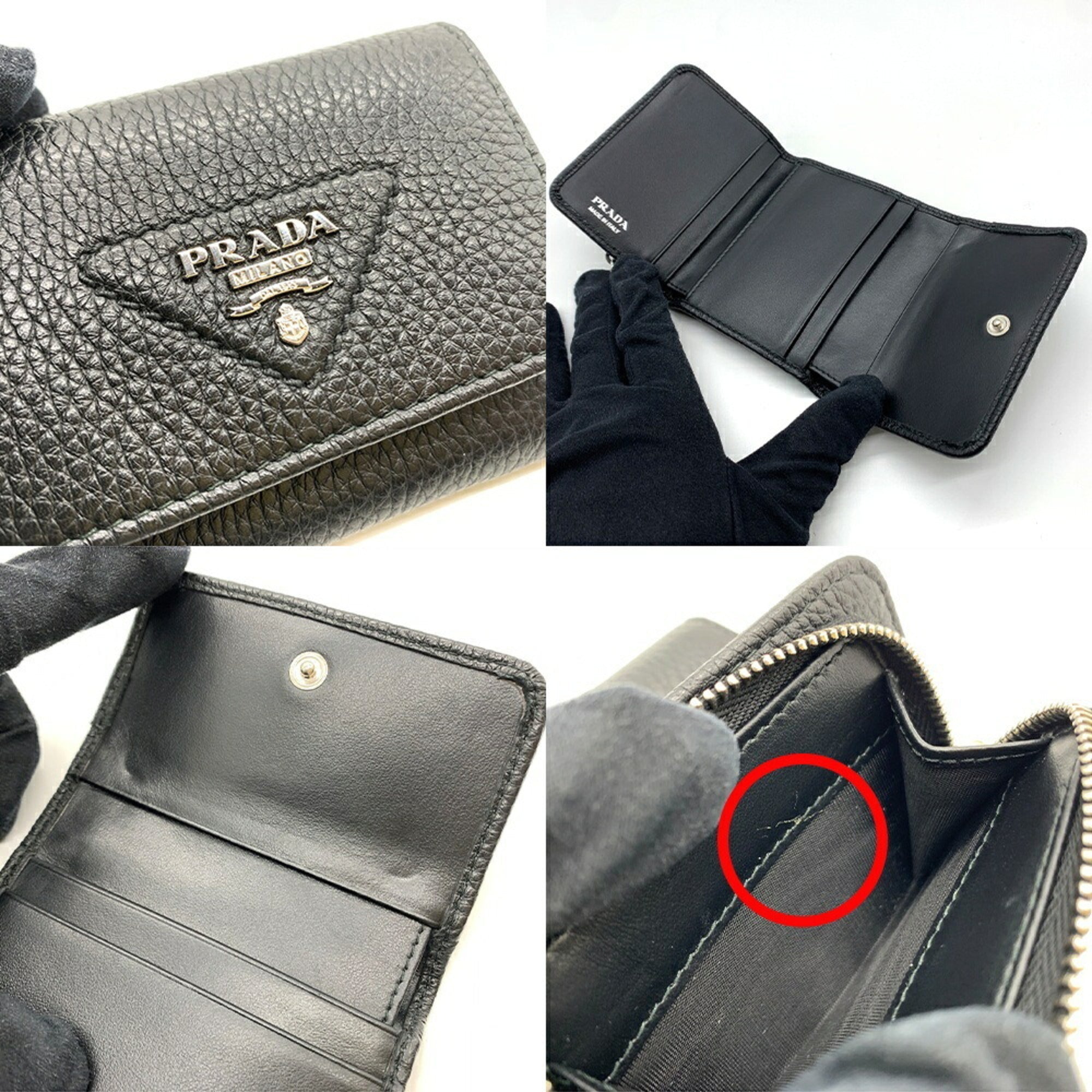 Prada Black Leather Wallet (Tri-Fold)
