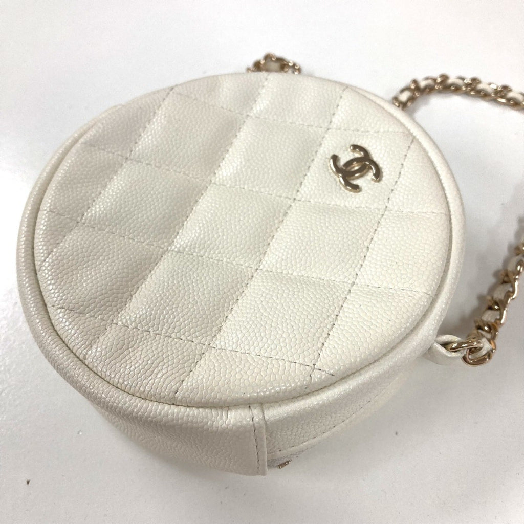 Chanel White Leather Shoulder Bag