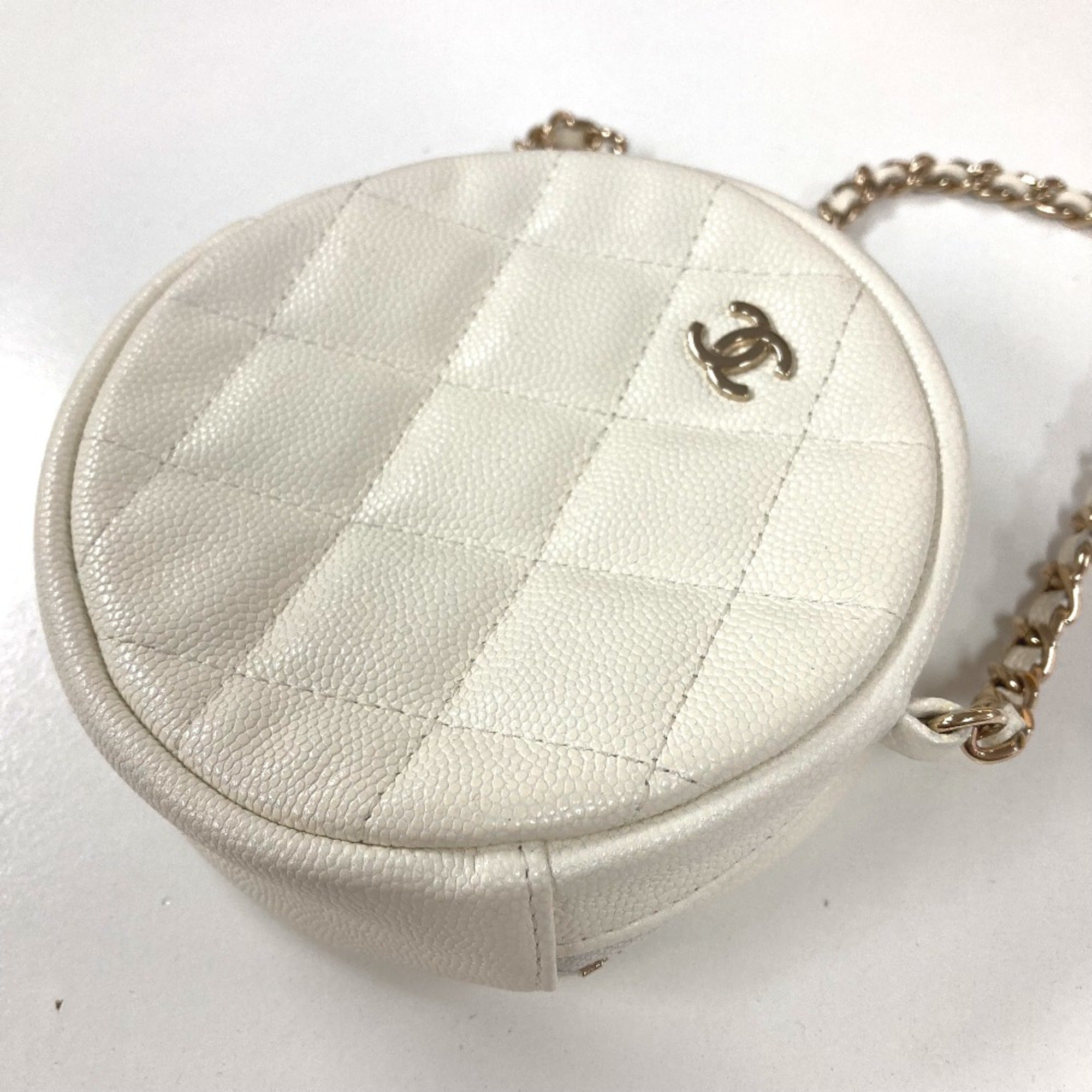 Chanel White Leather Shoulder Bag