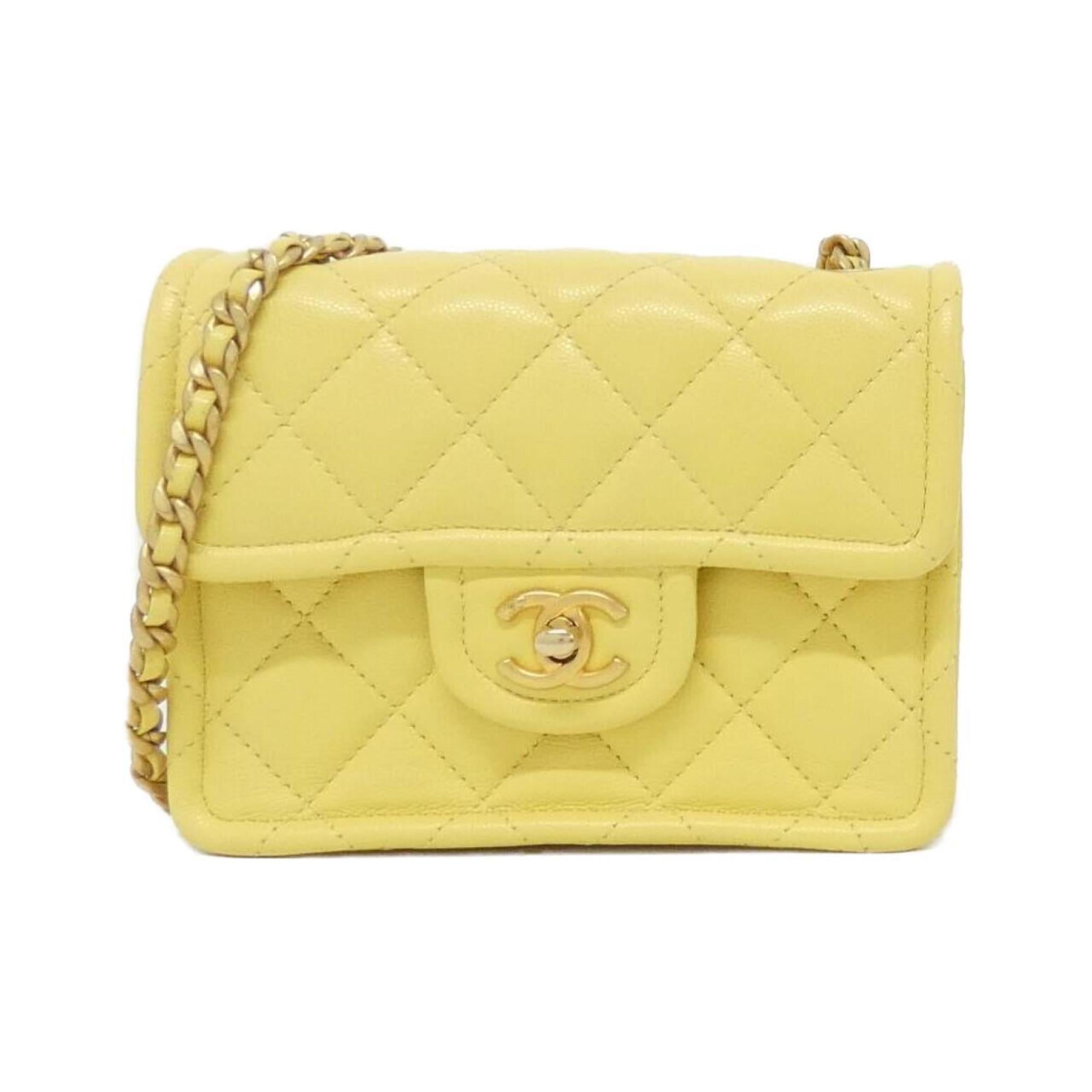 Chanel Yellow Grained Calfskin Shoulder Bag