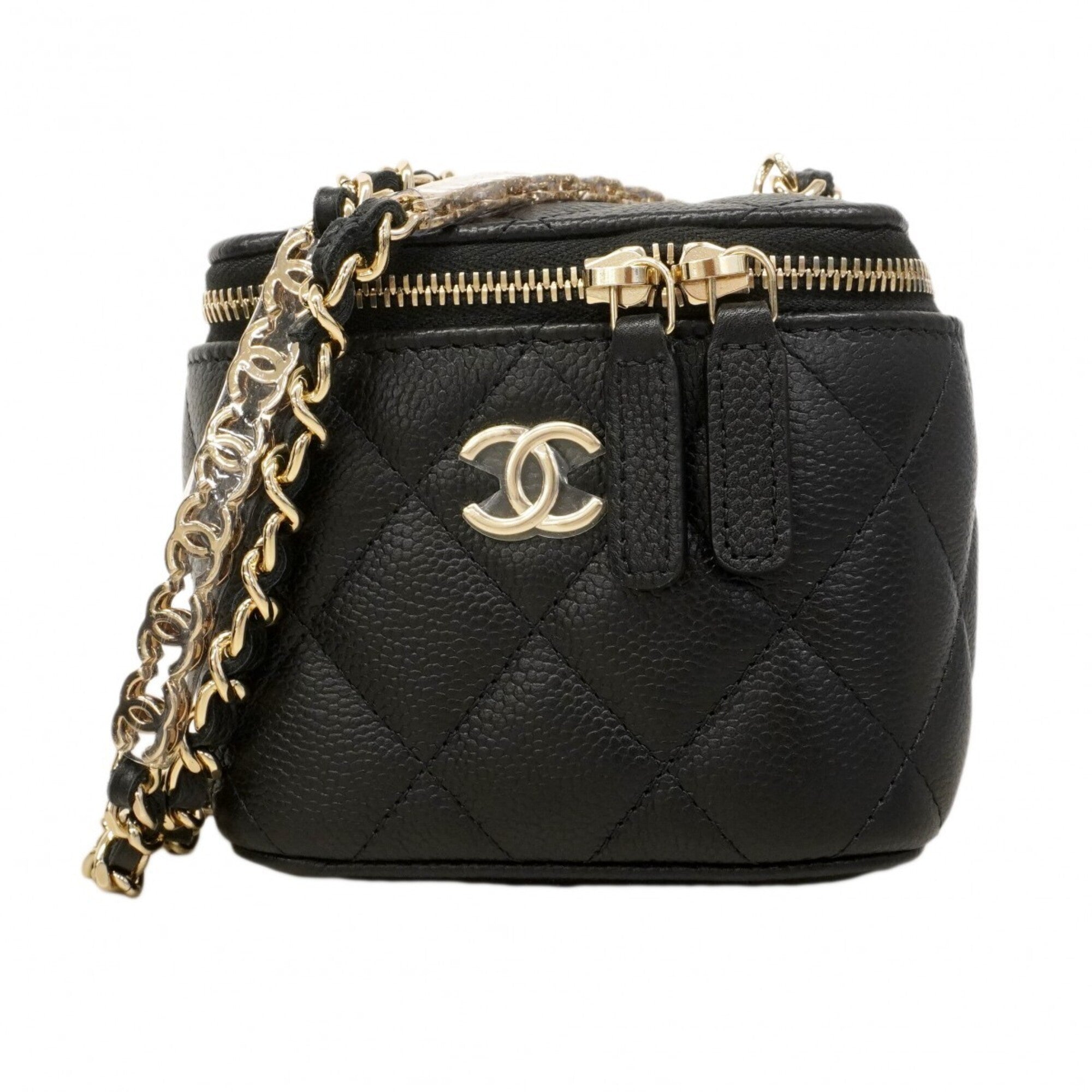Chanel Black Grained Calfskin Shoulder Bag