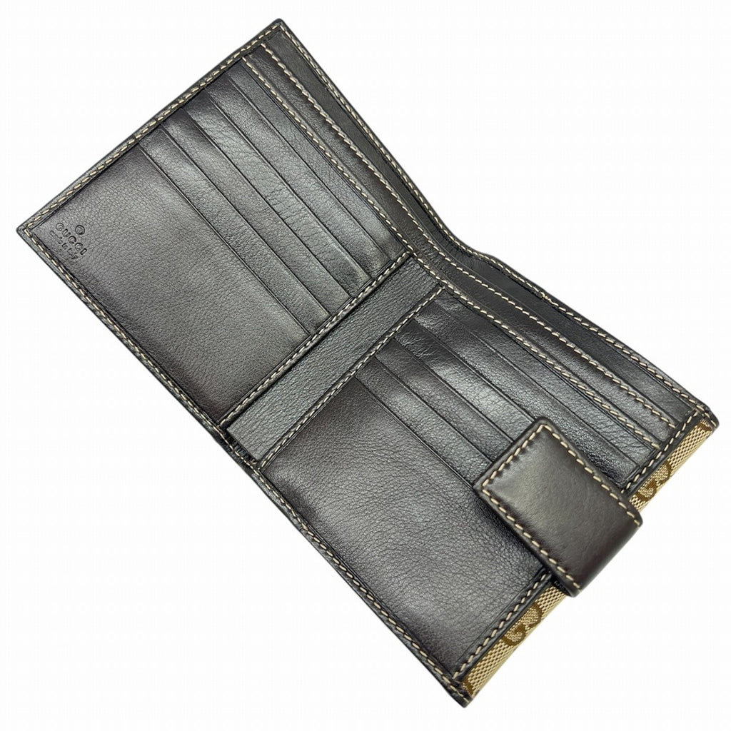Gucci Beige Brown Canvas Leather Wallet (Bi-Fold) (Pre-Owned)