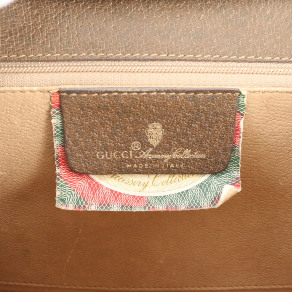 Gucci Beige Brown Leather Coated Canvas Handbag Shoulder Bag Tote Bag (Pre-Owned)
