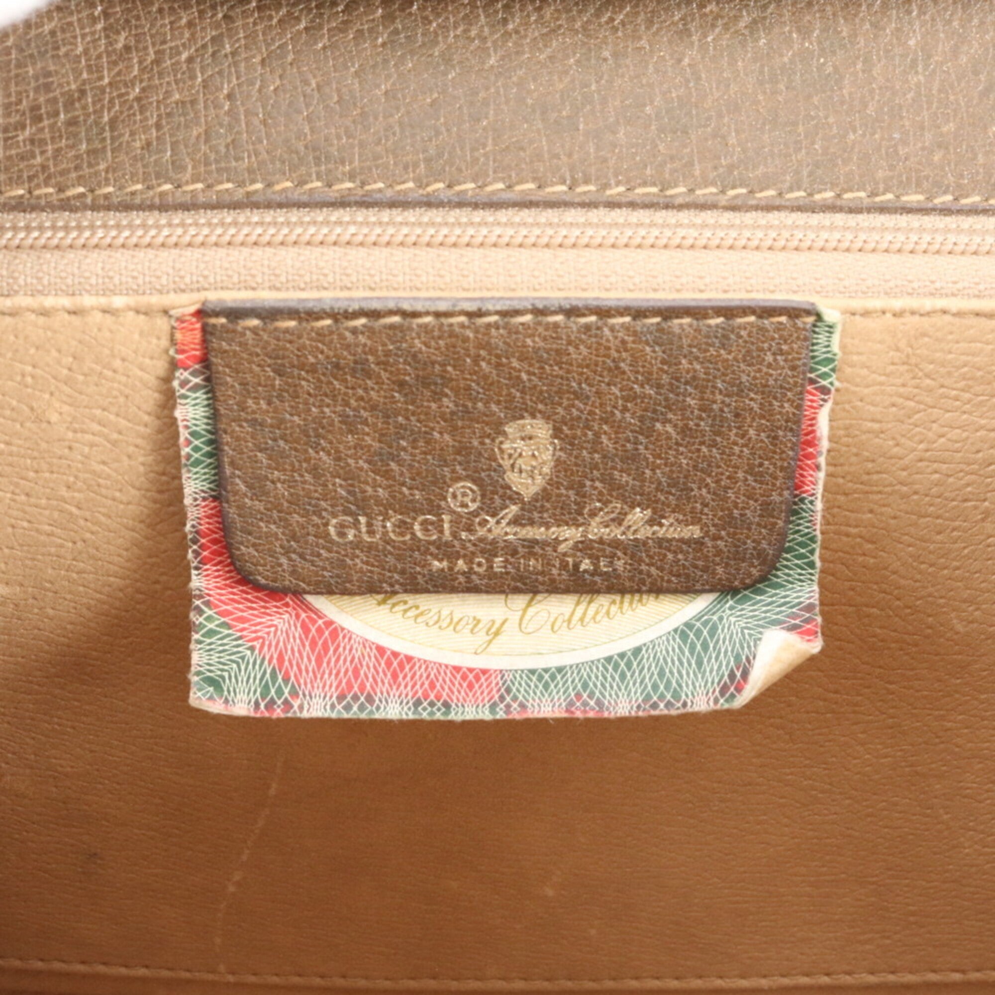 Gucci Beige Brown Leather Coated Canvas Handbag Shoulder Bag Tote Bag (Pre-Owned)