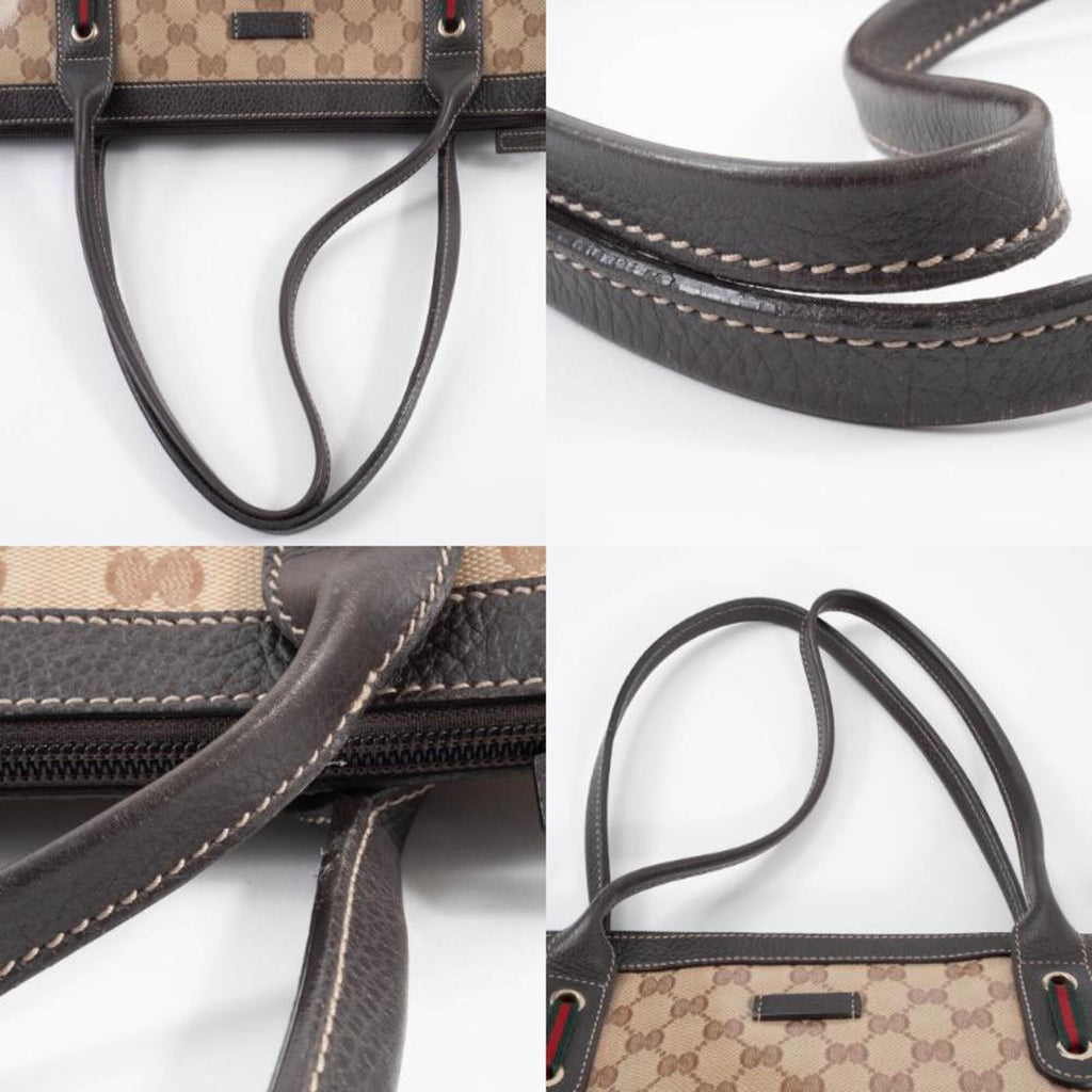 Gucci Gg Crystal Beige Brown Pvc Leather Tote Bag (Pre-Owned)
