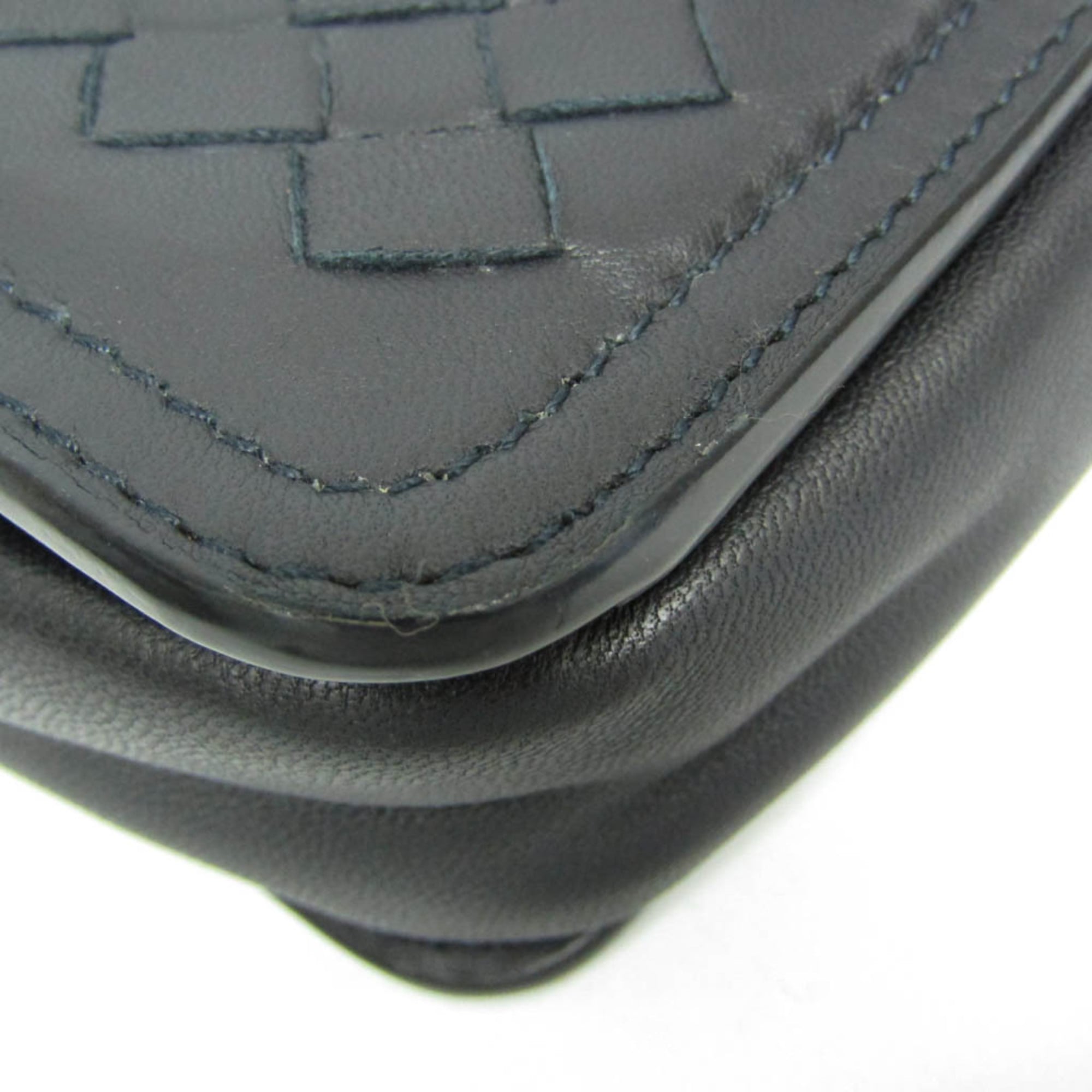 Bottega Veneta Belt Flap Camera Bag Intrecciato Nappa Navy Leather Shoulder Bag Bag