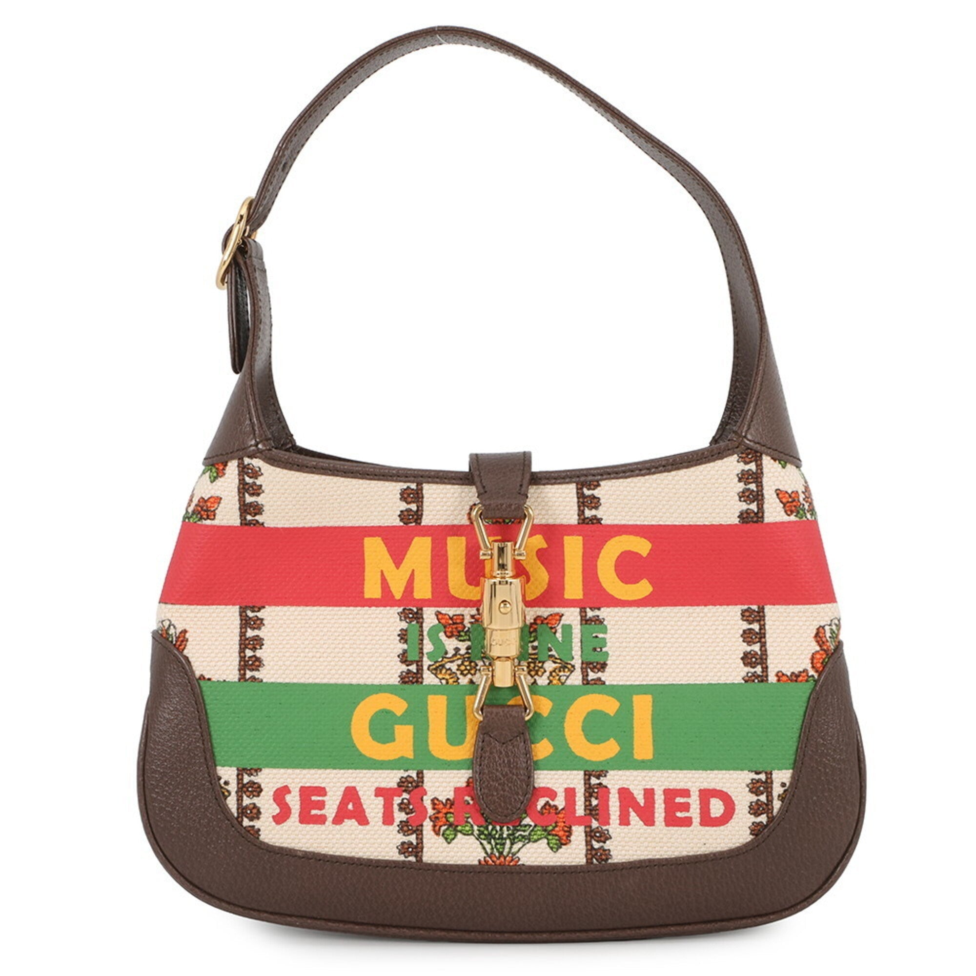 Gucci Brown Multi-Color Canvas Leather Handbag Shoulder Bag (Pre-Owned)