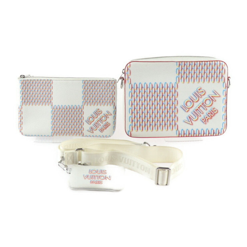 Louis Vuitton Blanc Multi-Color White Leather Pouch Shoulder Bag