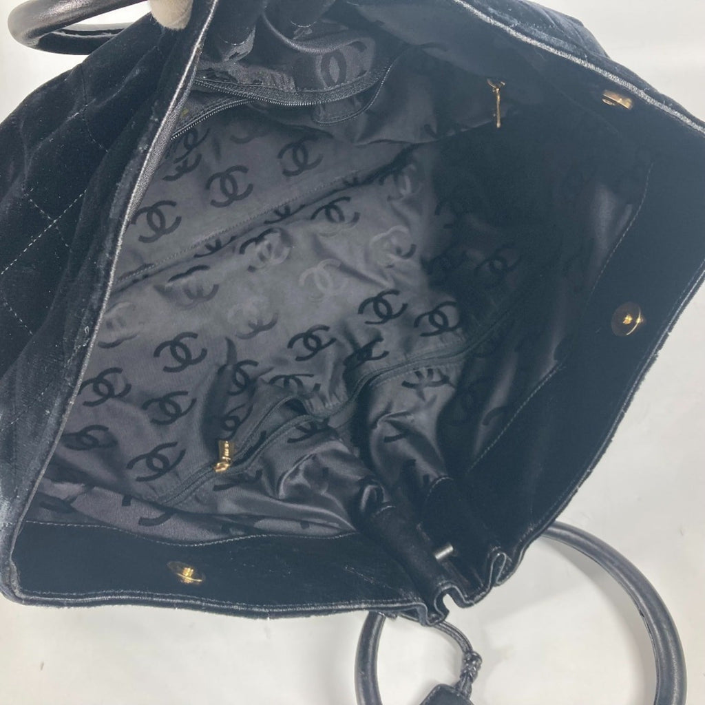 Chanel Black Leather Handbag Tote Bag