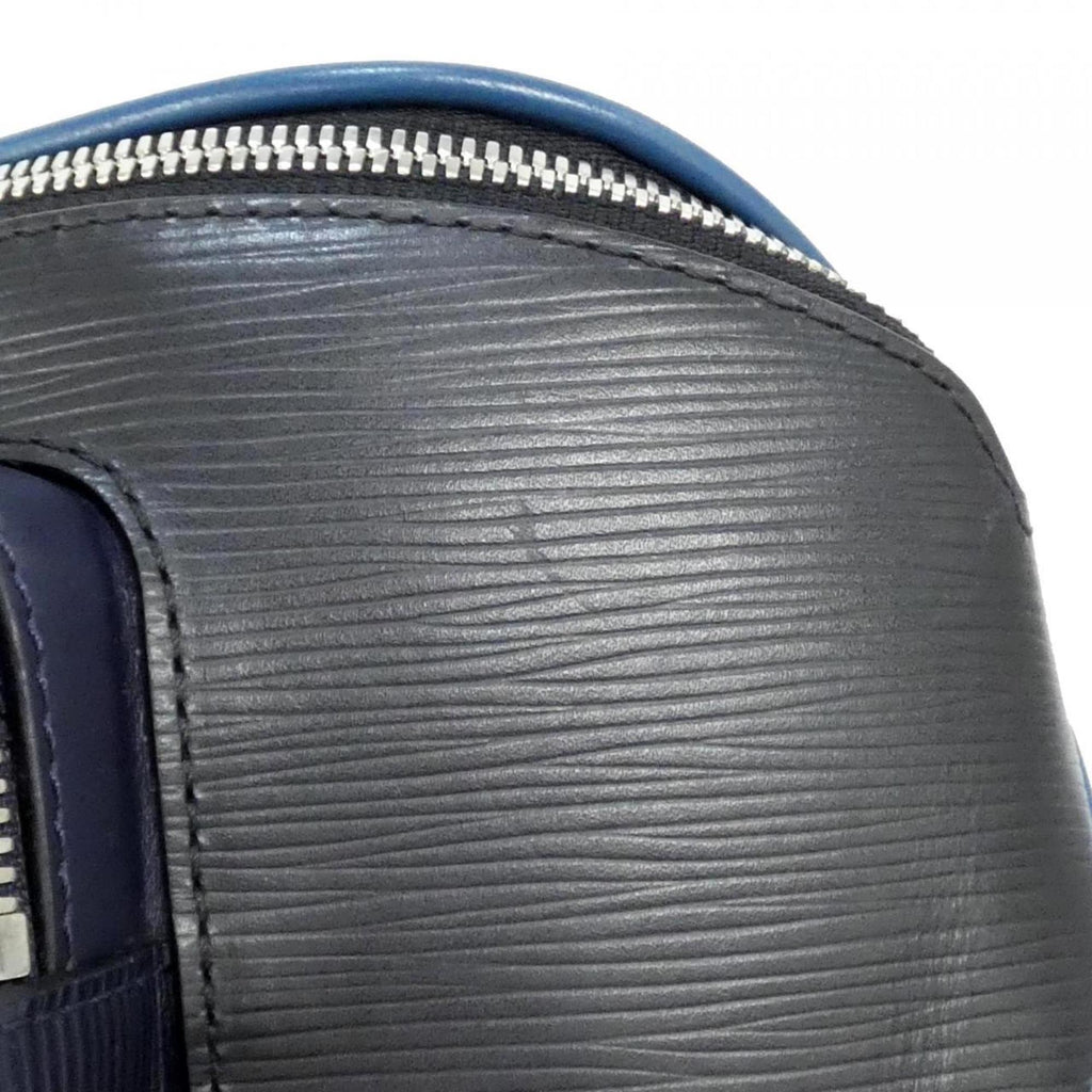 Louis Vuitton Black Blue Leather Coated Canvas Shoulder Bag