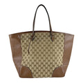 Gucci Brown Gg Canvas Leather Handbag (Pre-Owned)