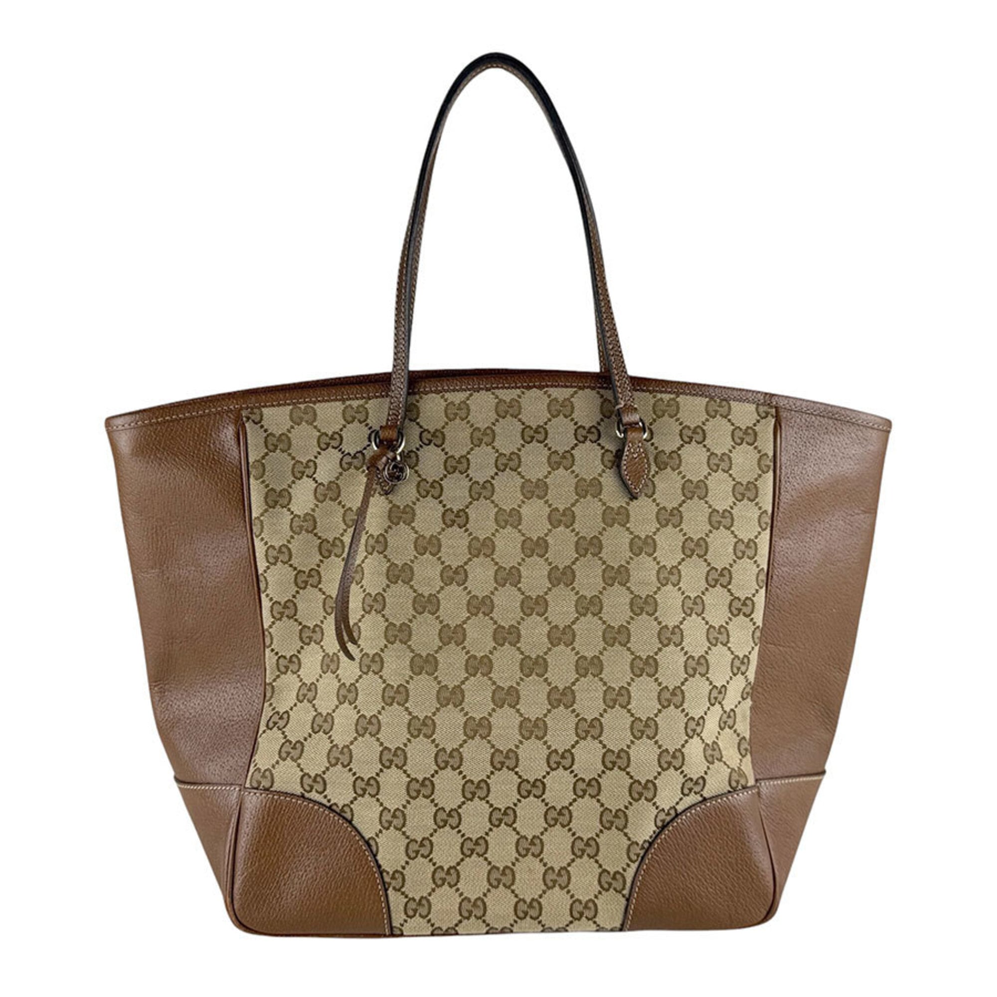 Gucci Brown Gg Canvas Leather Handbag (Pre-Owned)