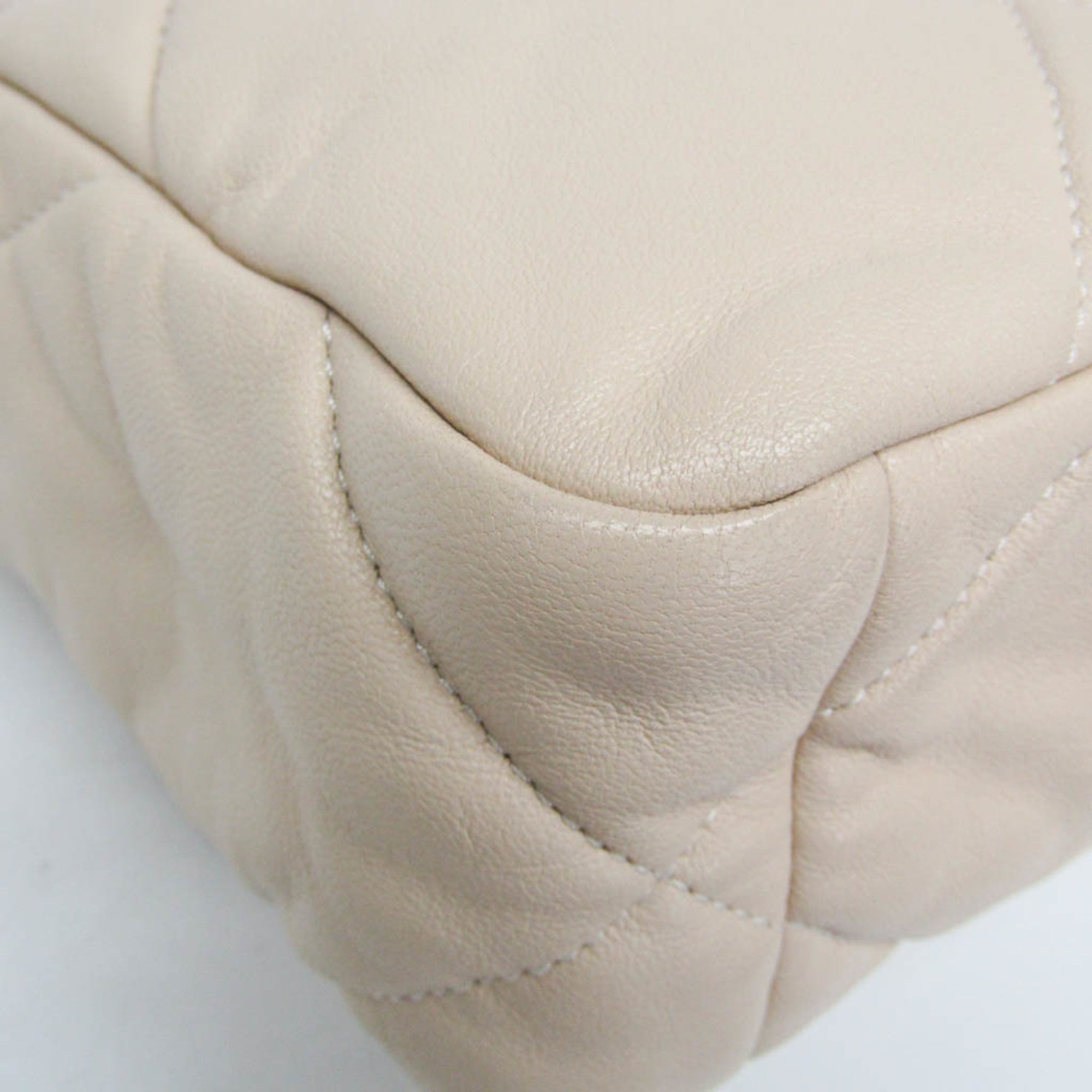 Chanel Light Beige Leather Shoulder Bag