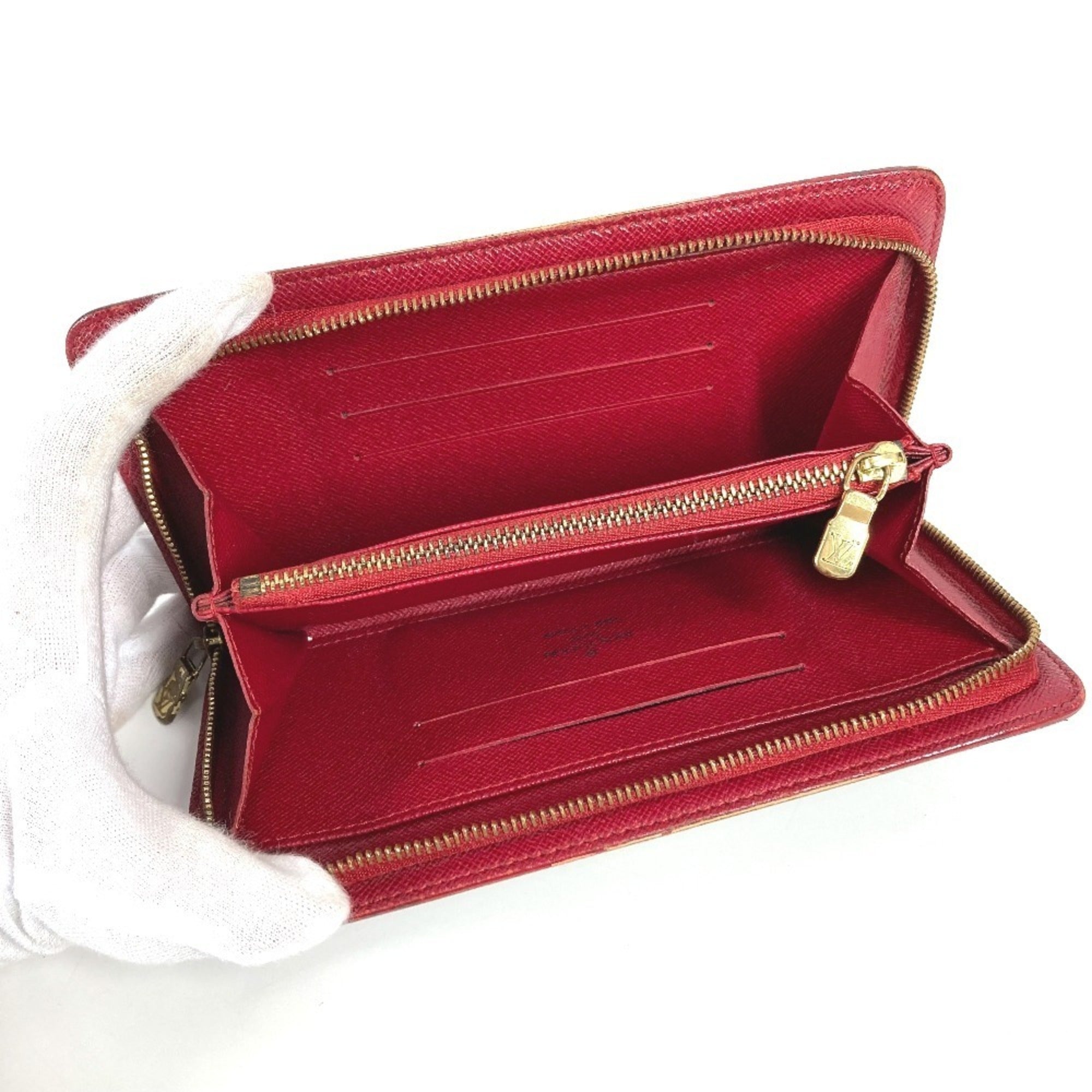 Louis Vuitton Brown Monogram Cherry Red Color Monogram Long Wallet