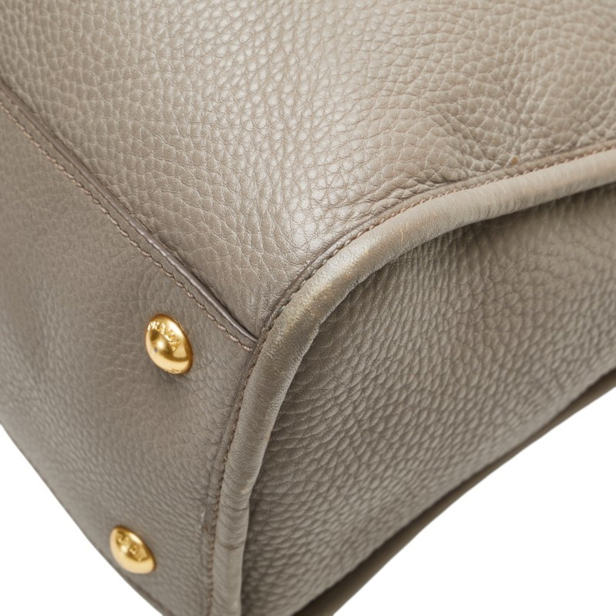 Prada Gray Leather Handbag Shoulder Bag