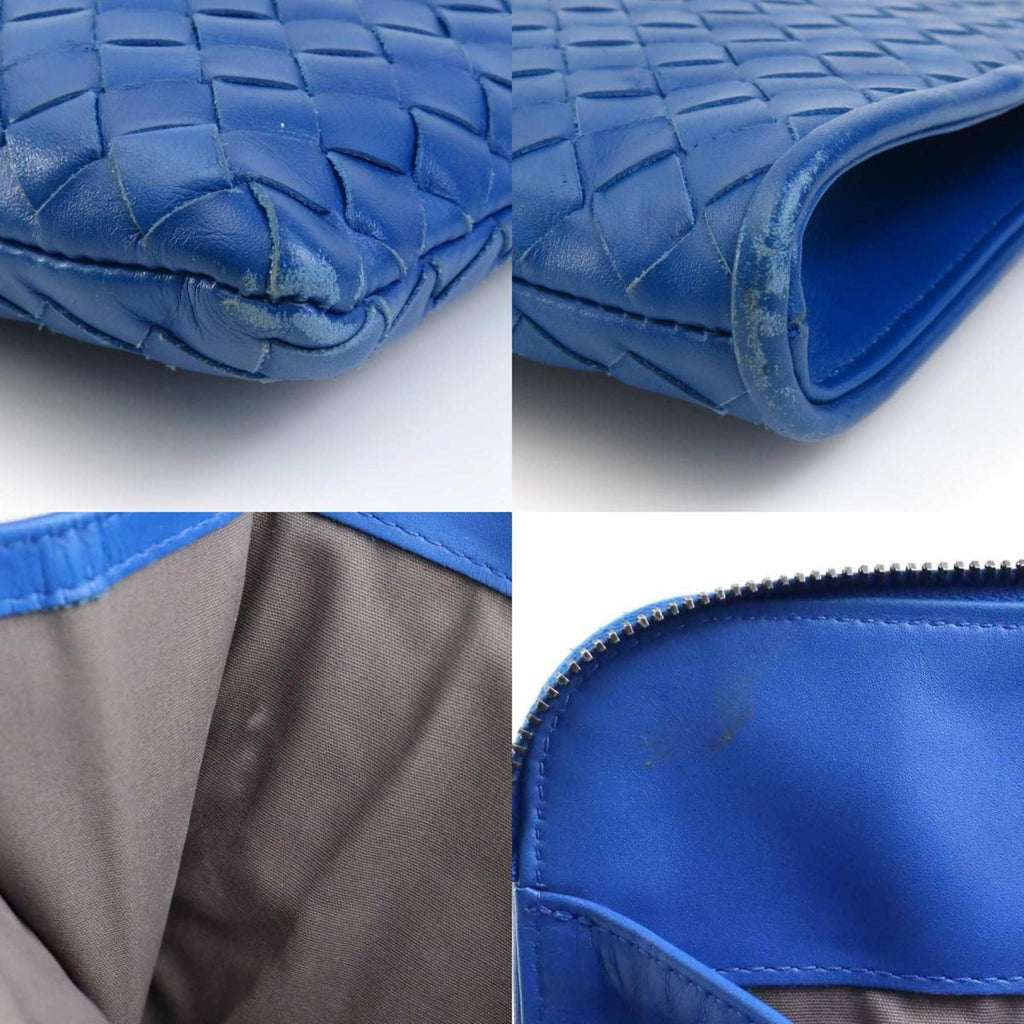 Bottega Veneta Blue Leather Clutch Bag