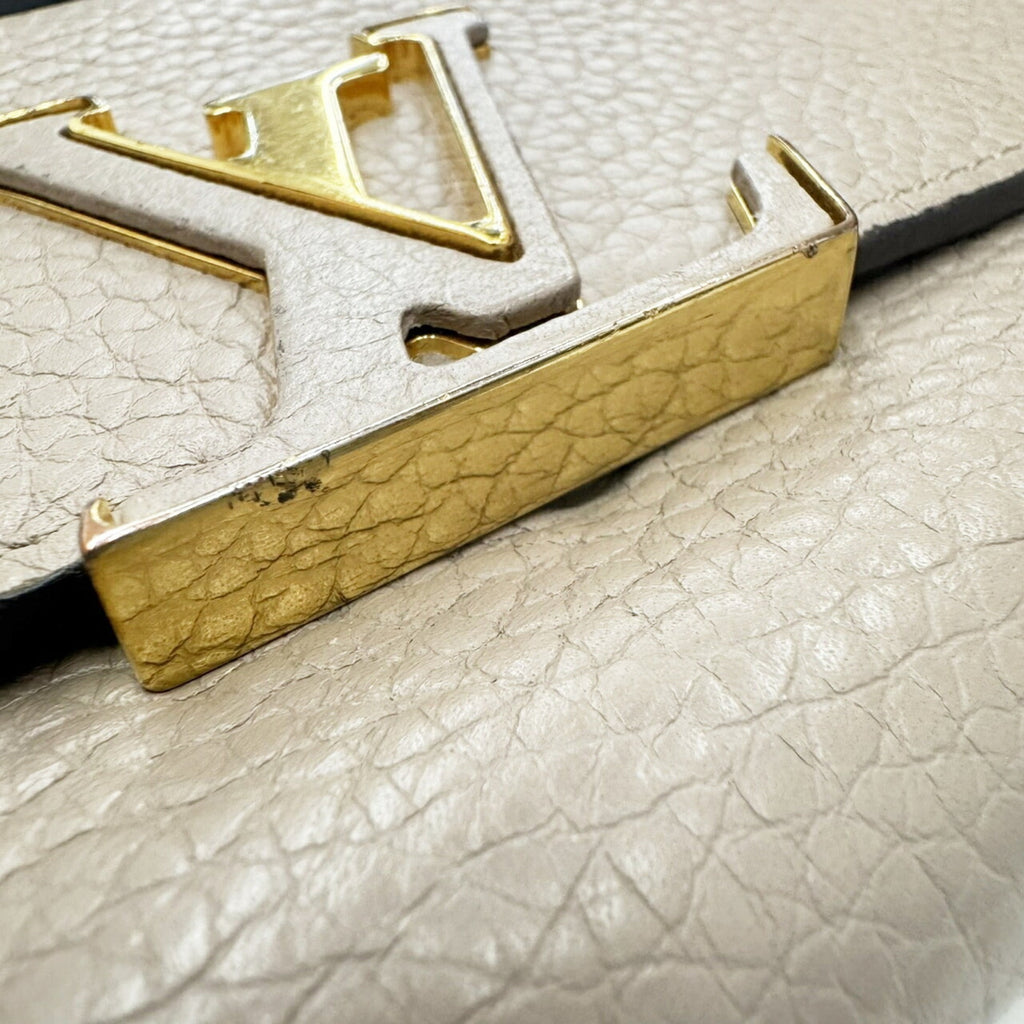 Louis Vuitton Beige Grayish Leather Long Wallet