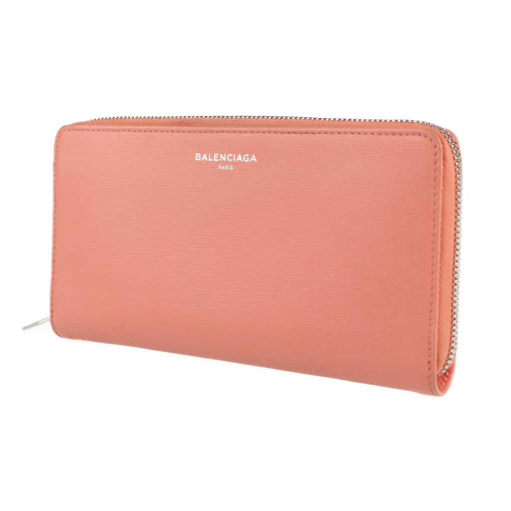Balenciaga Pink Salmon Pink Leather Long Wallet (Bi-Fold)