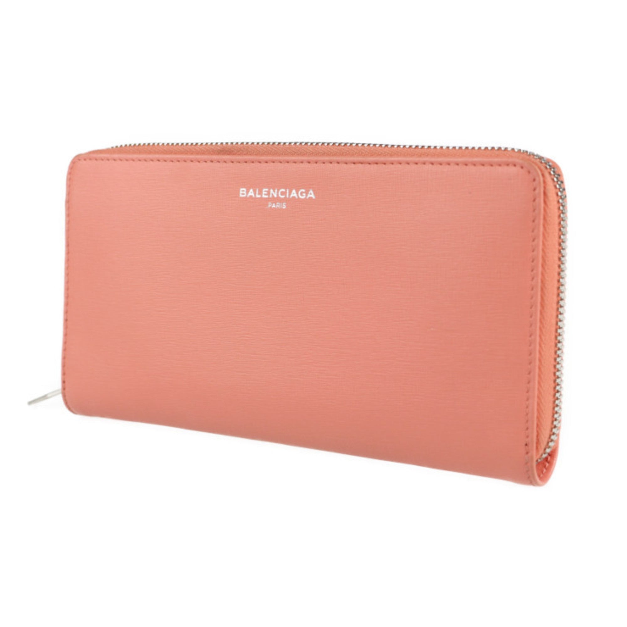Balenciaga Pink Salmon Pink Leather Long Wallet (Bi-Fold)