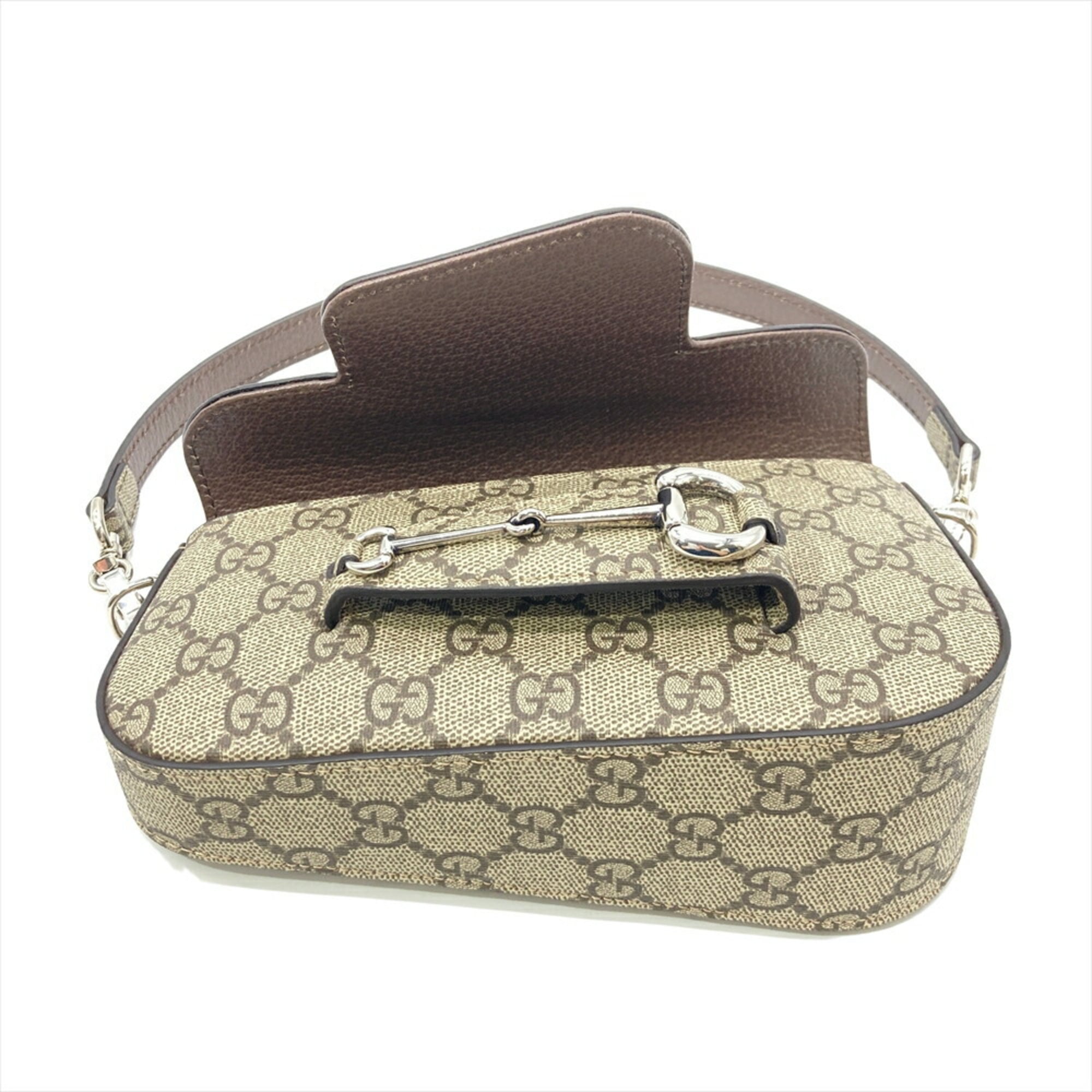 Gucci Horsebit Beige Gg Supreme Shoulder Bag (Pre-Owned)