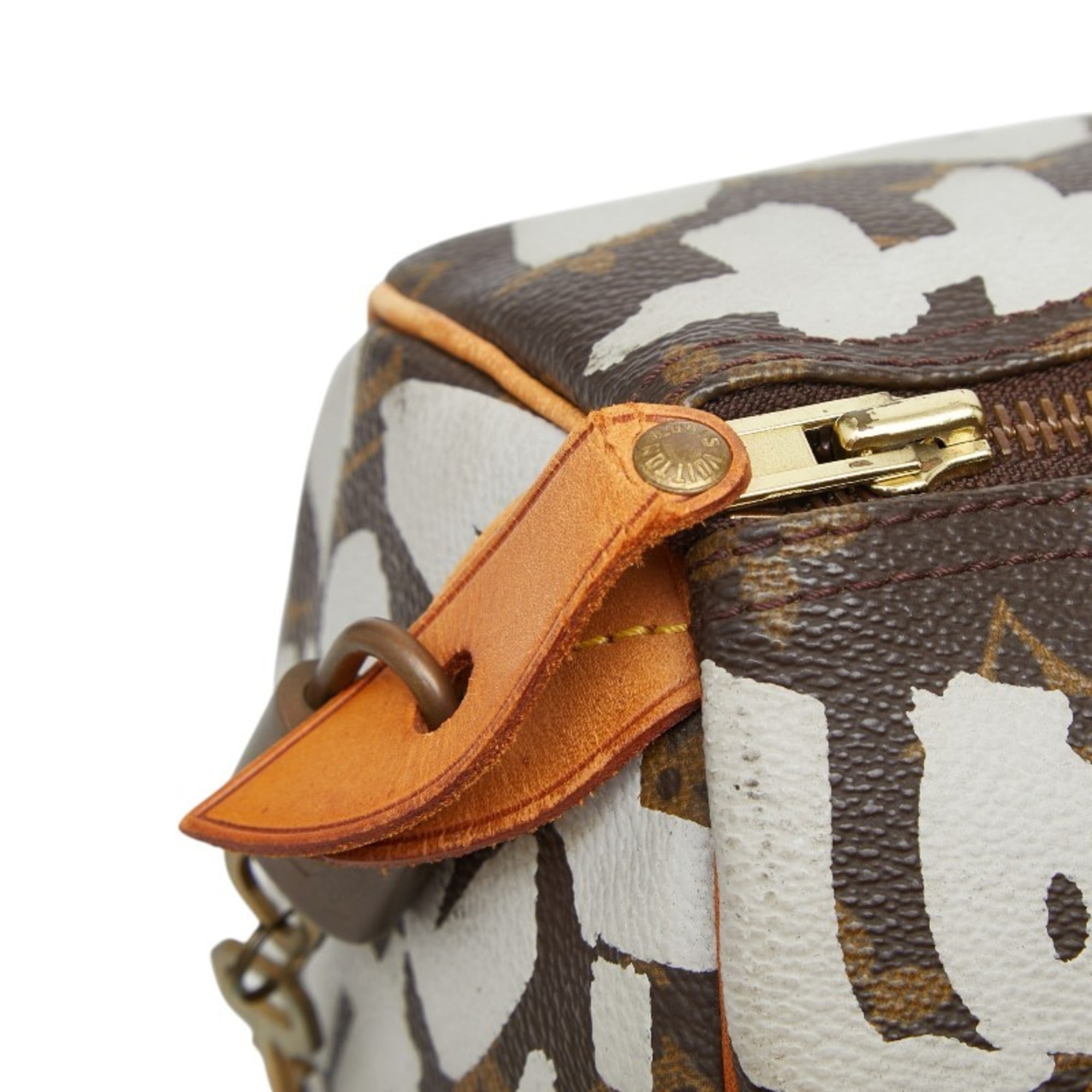 Louis Vuitton Brown White Pvc Leather Boston Bag Handbag