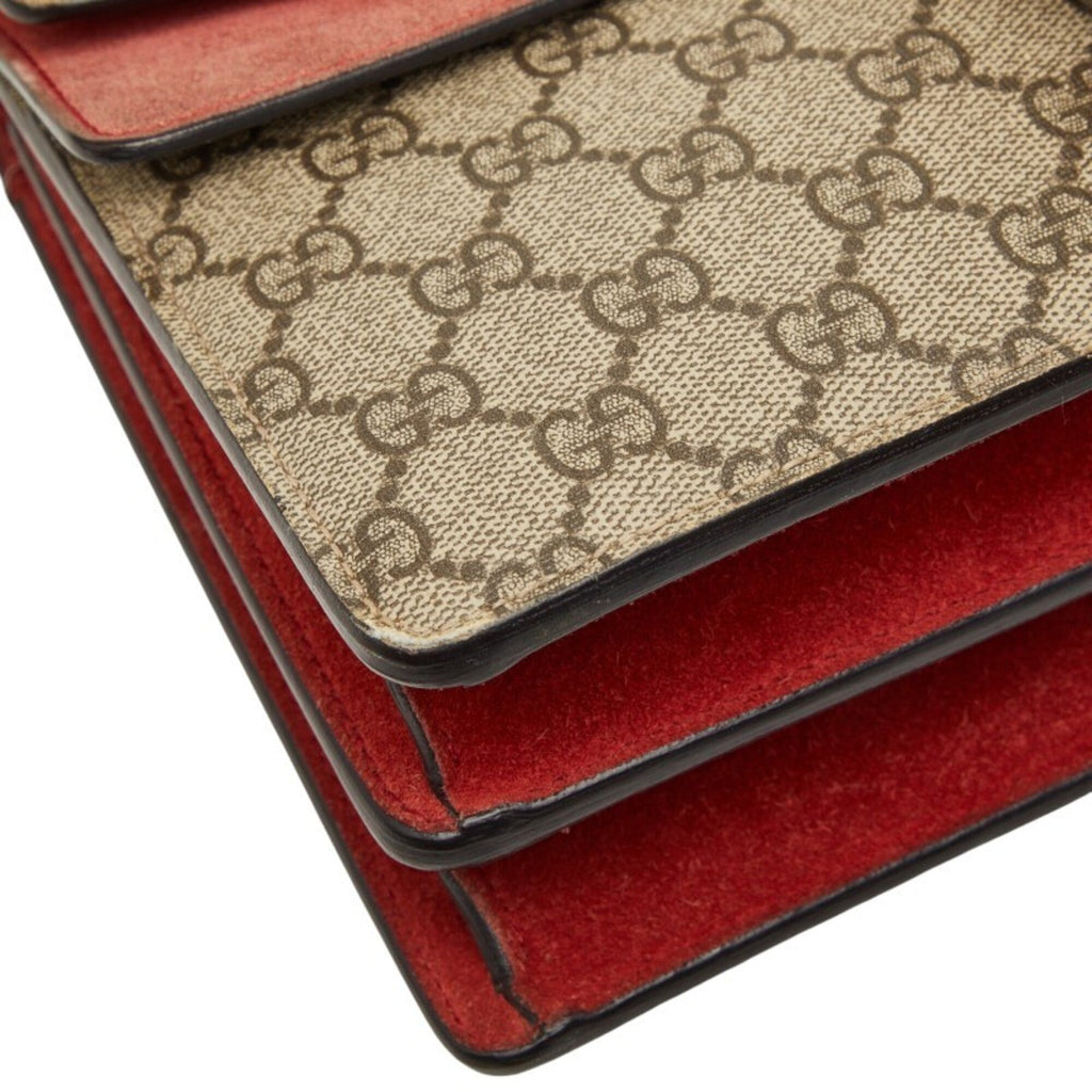 Gucci Beige Red Color Pvc Suede Shoulder Bag (Pre-Owned)