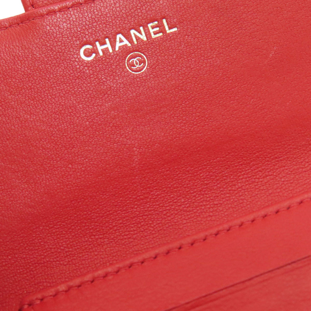 Chanel Red Color Leather Wallet (Bi-Fold)