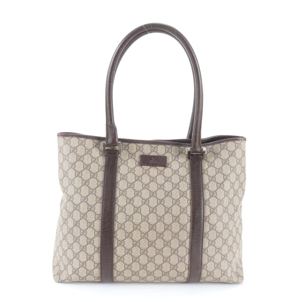 Gucci Beige Brown Leather Coated Canvas Handbag Shoulder Bag Tote Bag (Pre-Owned)