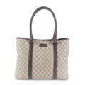 Gucci Beige Brown Leather Coated Canvas Handbag Shoulder Bag Tote Bag (Pre-Owned)