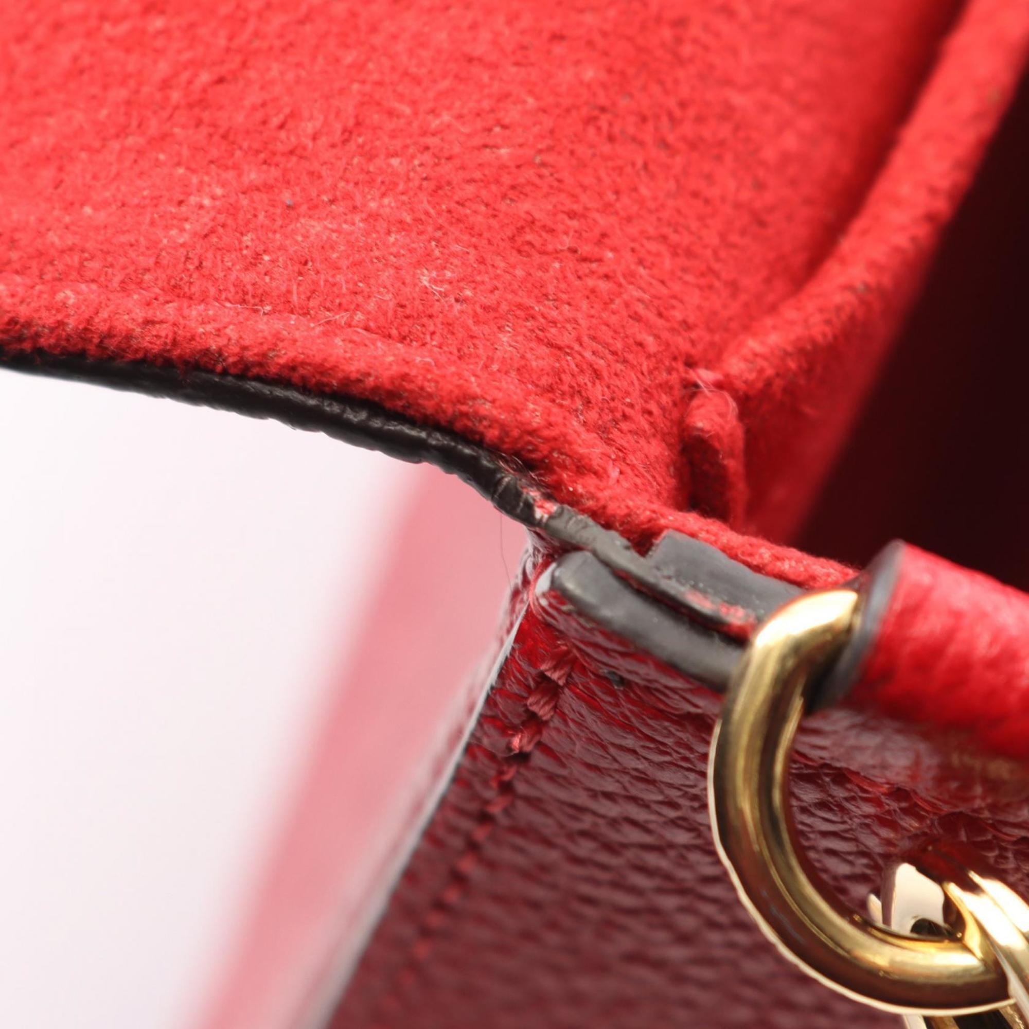 Louis Vuitton Red Color Rouge Monogram Empreinte Leather Pochette Shoulder Bag