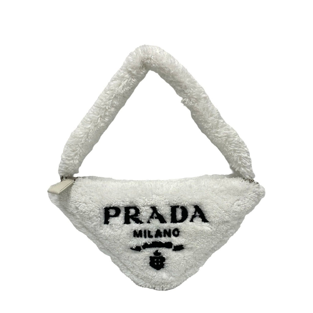 Prada White Pile Fabric Handbag