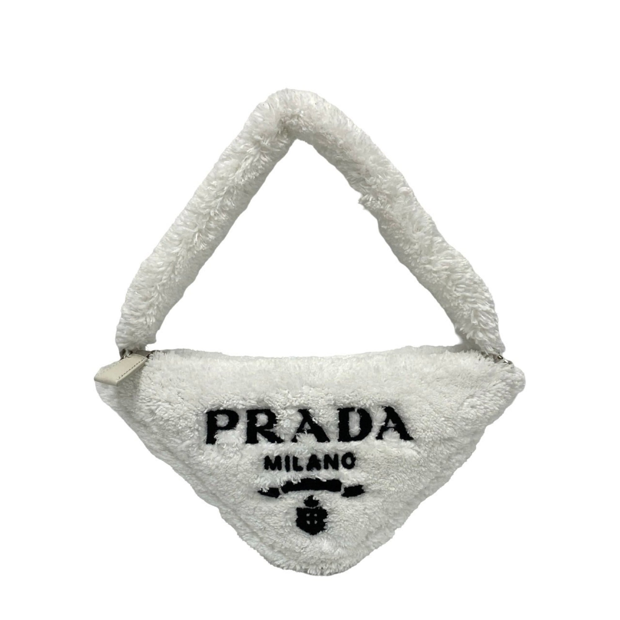 Prada White Pile Fabric Handbag