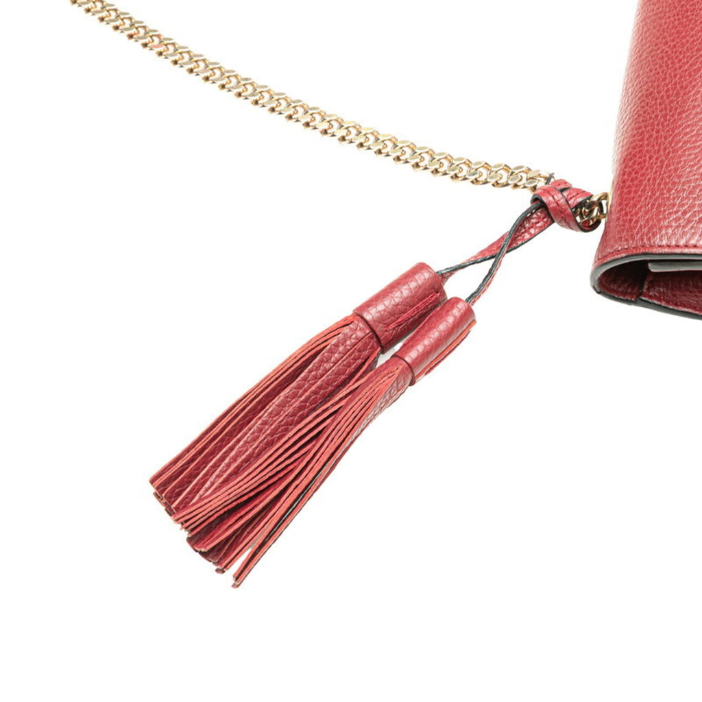 Gucci Red Color Wine Leather Shoulder Bag (Pre-Owned)