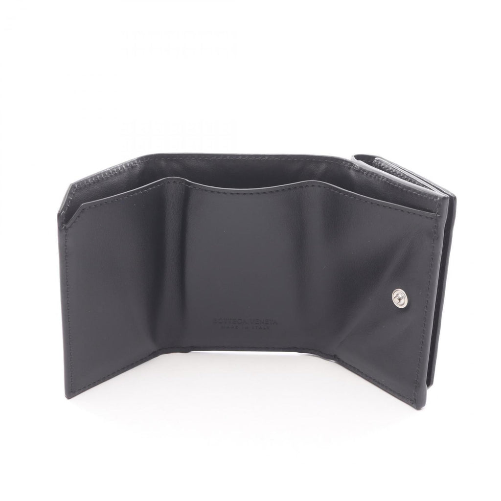 Bottega Veneta Black Intrecciato Wallet (Tri-Fold)