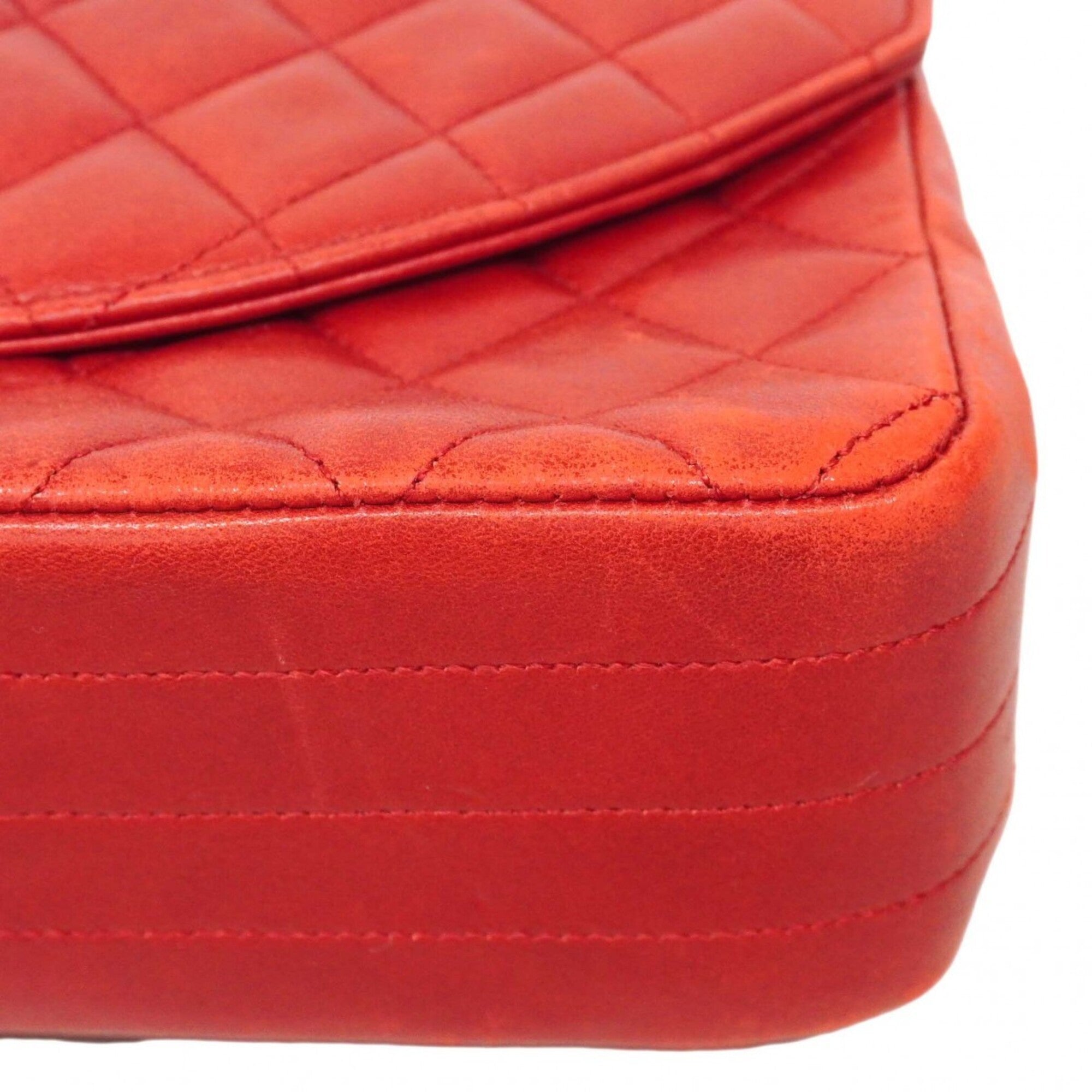 Chanel Red Color Leather Shoulder Bag