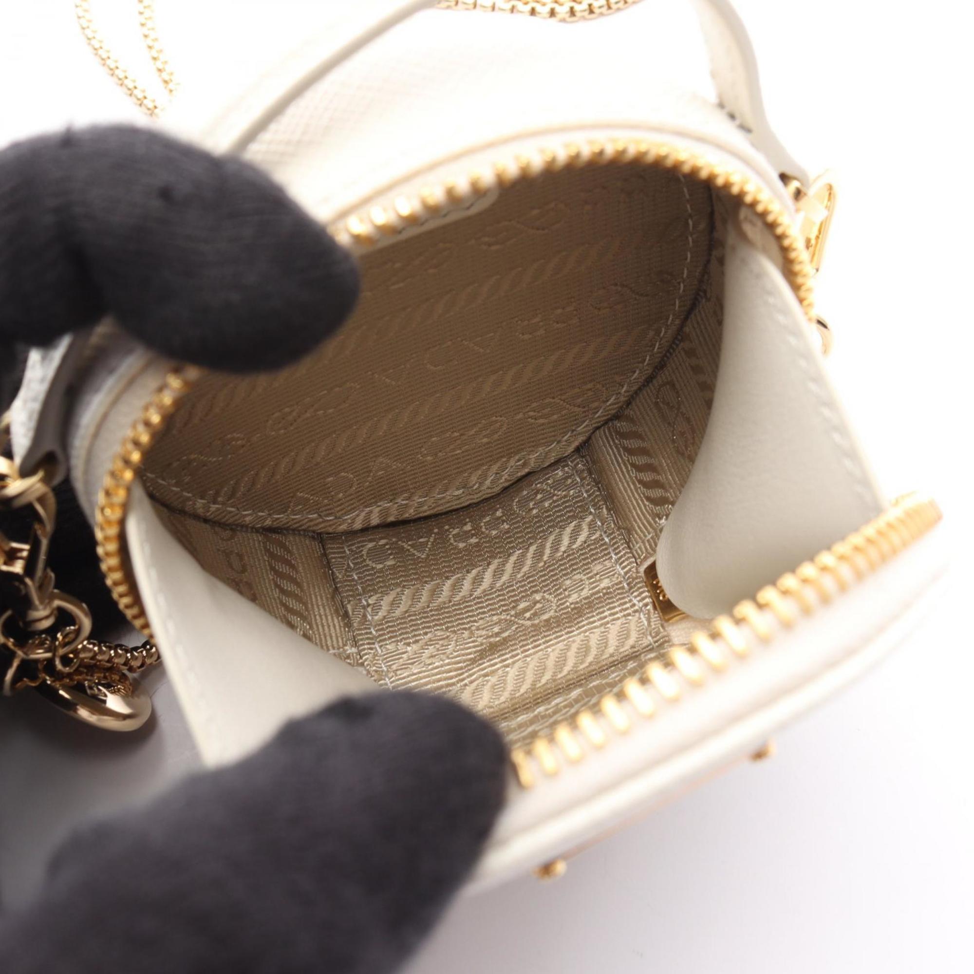Prada Saffiano White Saffiano Triangle Pouch Shoulder Bag