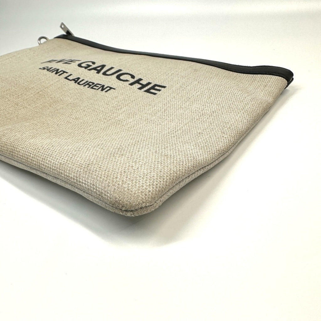 Saint Laurent Black Gray Coated Canvas Leather Clutch Bag Pouch (Pre-Owned)